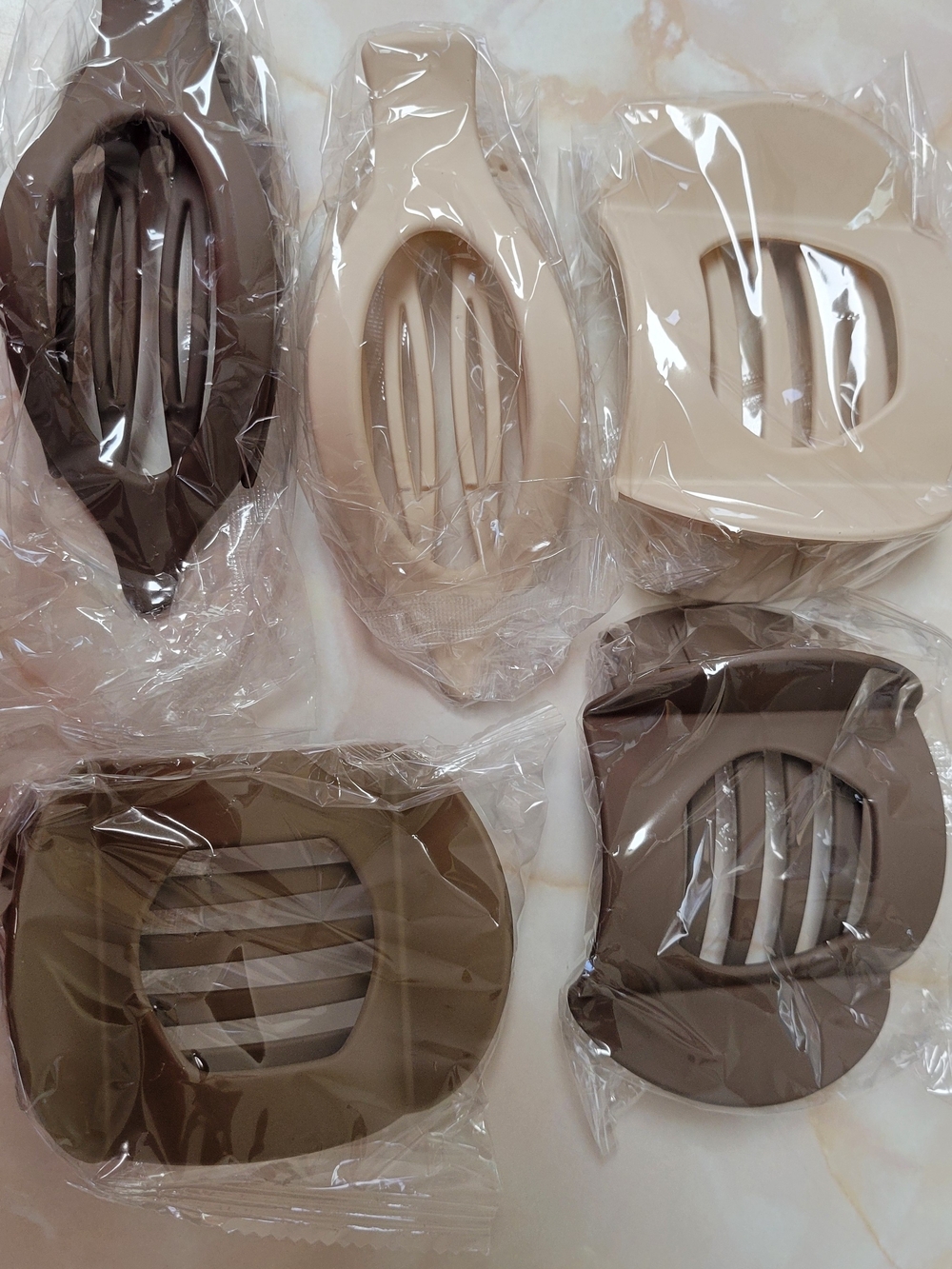 Brand New Neutral Tortoiseshell-Inspired Hair Claw Clips - Set of 5